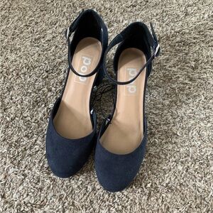 Navy Blue Block Heel